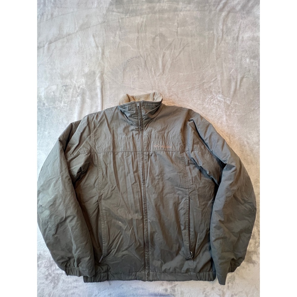 Columbia Jacket Mens Small Gray Fleece Lined Full Zip Outdoor